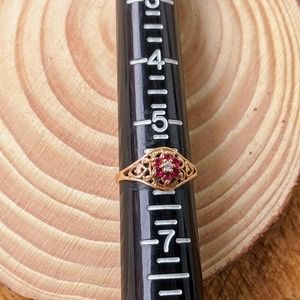 Gorgeous Rudy & Diamond Vintage Gold Ring